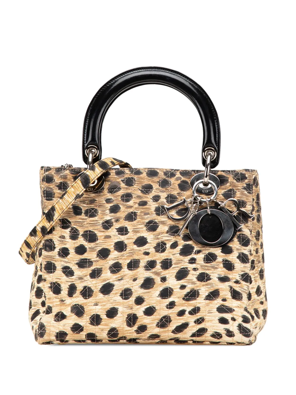 Christian Dior Pre-Owned 1997 Medium Canvas Cannage Leopard Print Lady Christian Dior Pre-Owned 1997 Medium Canvas Cannage Leopard Print Lady