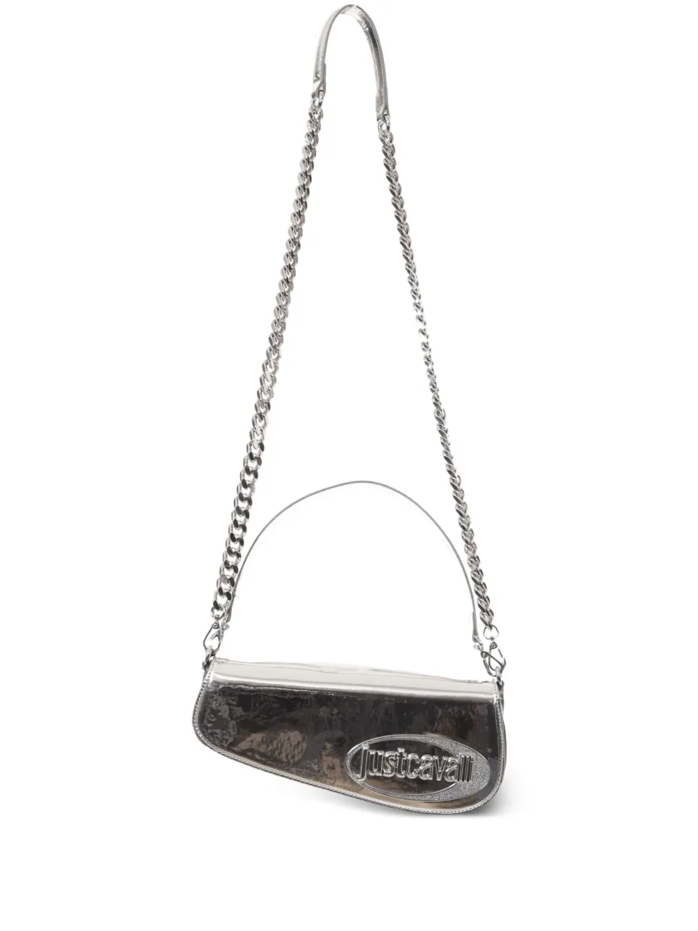 Just Cavalli Chain-strap Top-handle Shoulder Bag In Silver