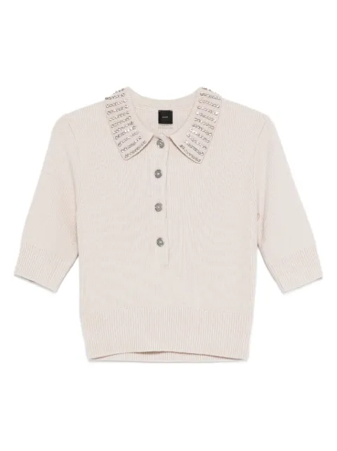PINKO embellished polo-neck top