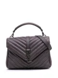Saint Laurent Pre-Owned 2016 Medium Quilted Chevron Sheepskin College satchel - Grey