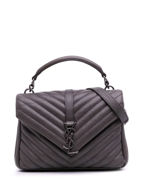 Saint Laurent Pre-Owned 2016 Medium Quilted Chevron Sheepskin College satchel