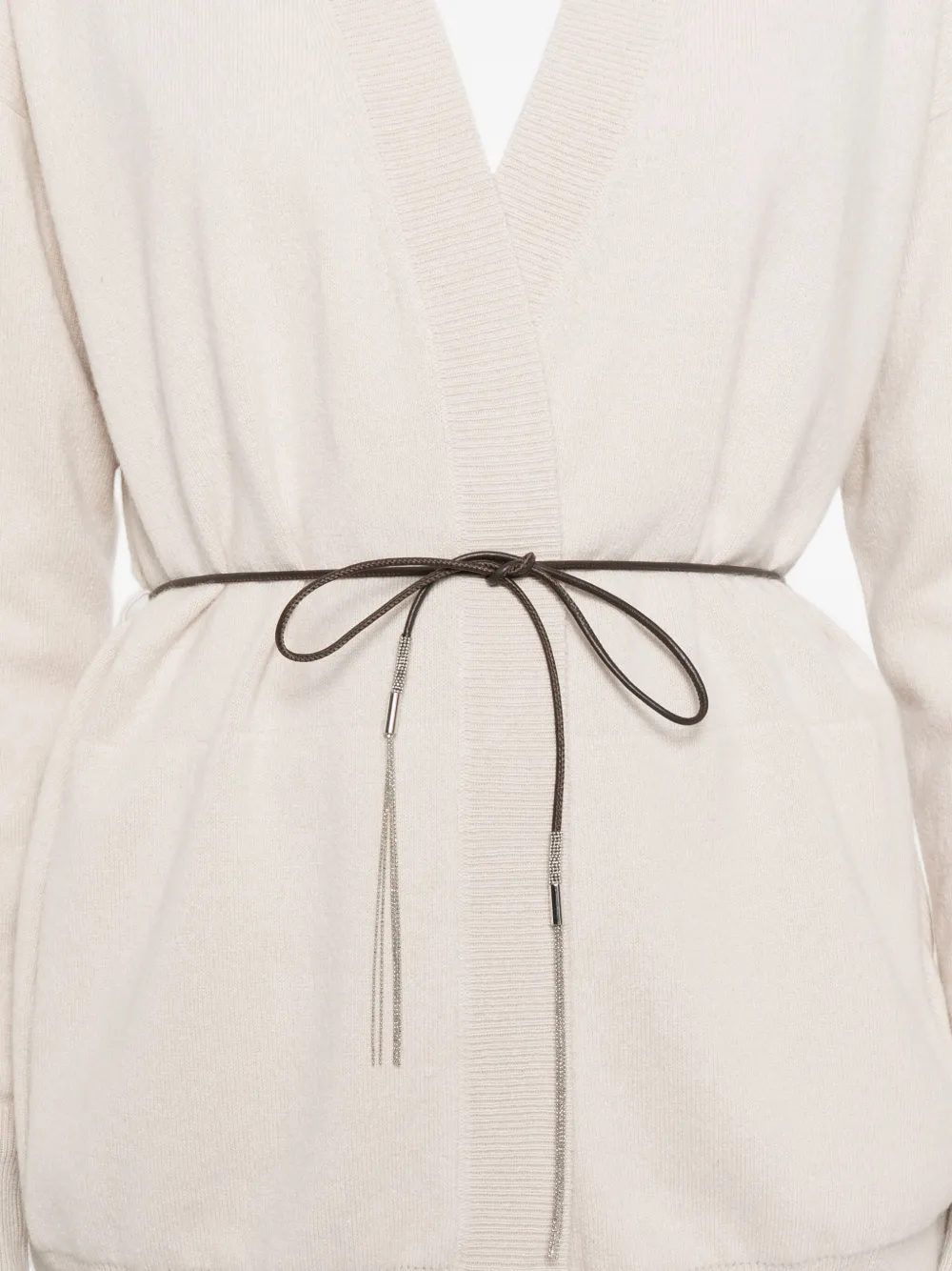 Peserico Vest met V-hals en striksluiting Beige