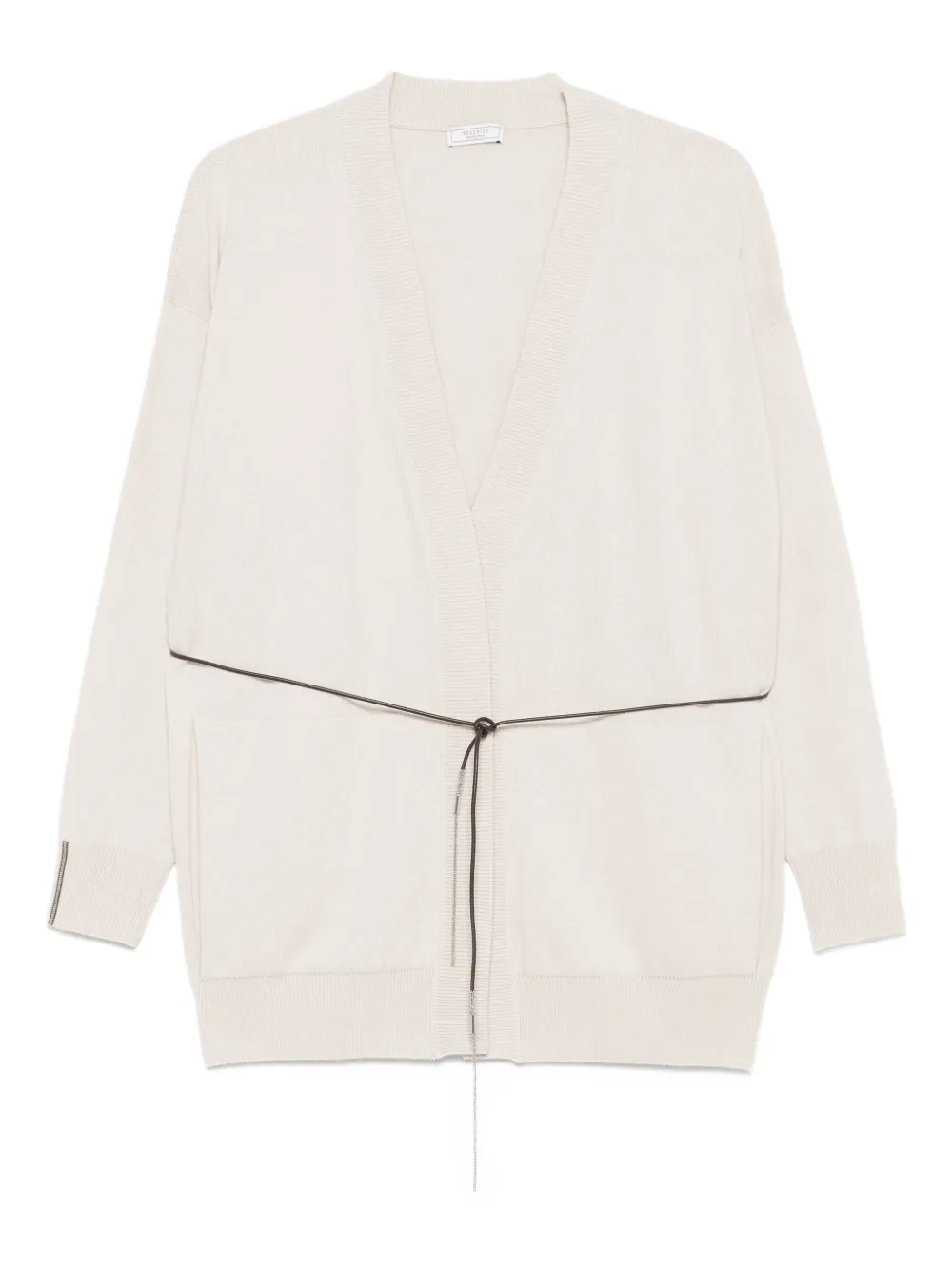 Peserico Vest met V-hals en striksluiting Beige