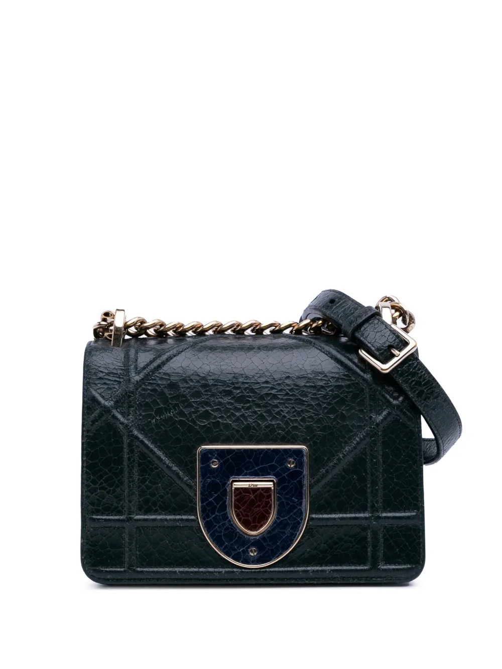Christian Dior Pre-Owned 2016 Mini Crackled Deerskin Diorama Flap Christian Dior Pre-Owned 2016 Mini Crackled Deerskin Diorama Flap