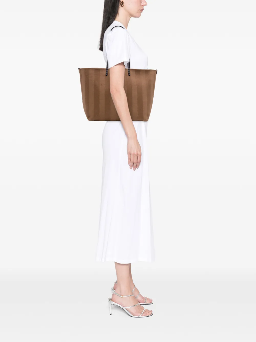 Fendi Pre-Owned 2010-2025 Large Zucca Canvas Striped Reversible Roll tote bag | Pre-Owned | Image 2