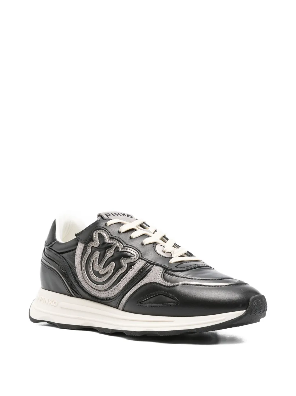 PINKO leather logo-detail sneakers Black