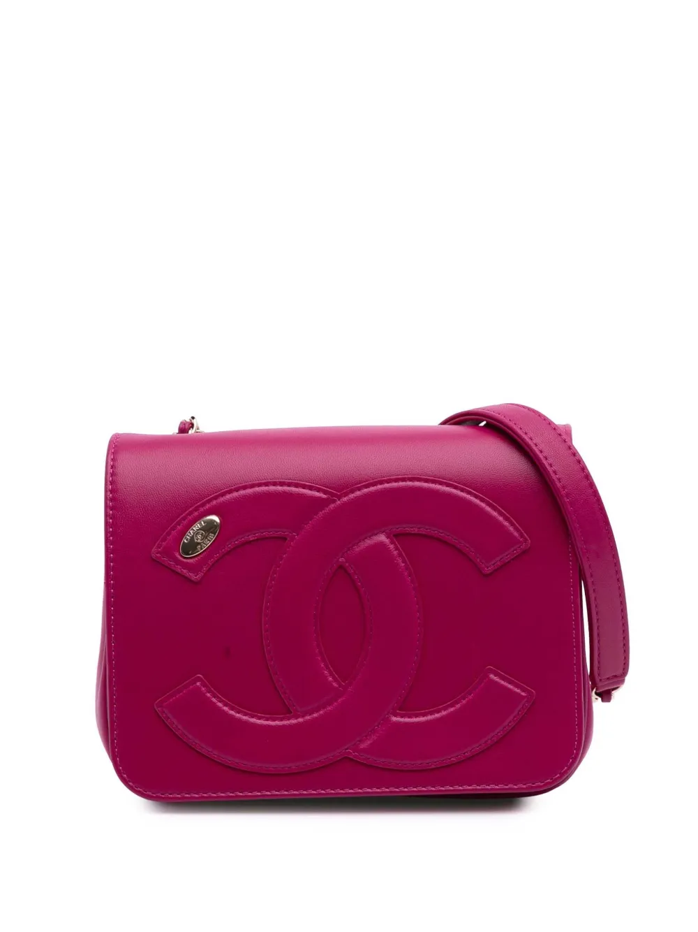CHANEL Pre-Owned 2019 Lambskin CC Mania Flap crossbody bag - ピンク CHANEL Pre-Owned 2019 Lambskin CC Mania Flap crossbody bag - ピンク