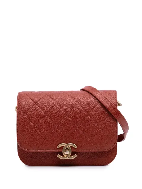 CHANEL Pre-Owned 2021-2025 Mini CC Quilted Caviar Single Flap Messenger crossbody bag