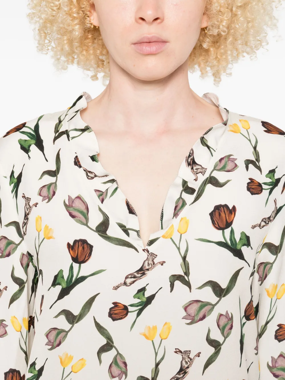Marni Mini-jurk met tulpen- en hazenprint Wit
