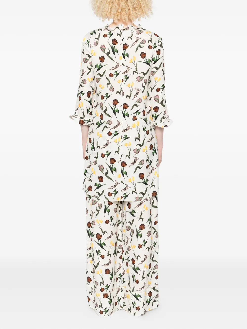 Marni Mini-jurk met tulpen- en hazenprint Wit