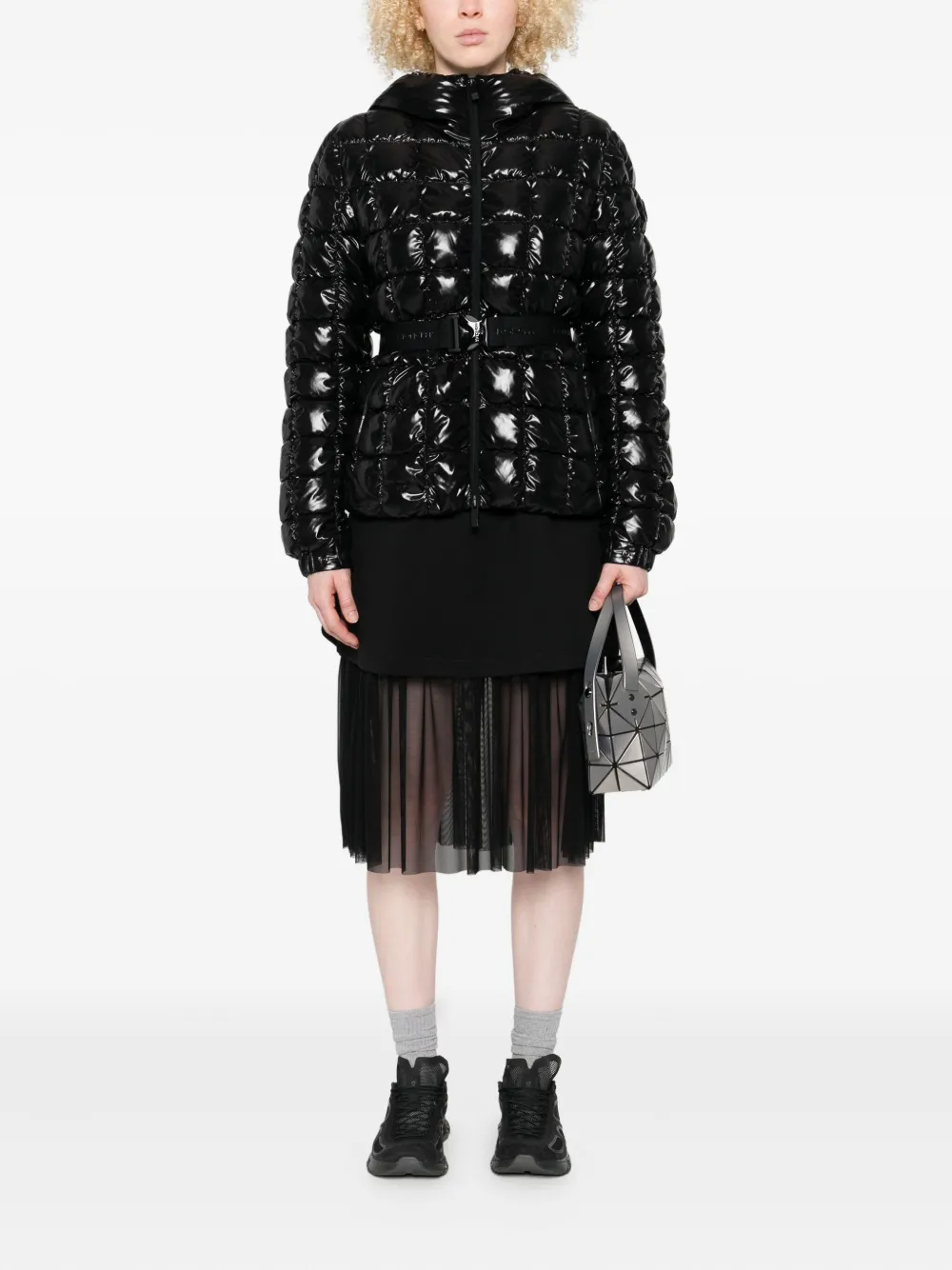 Moncler Eynard Hooded Square-quilted Short Down Jacket In Black