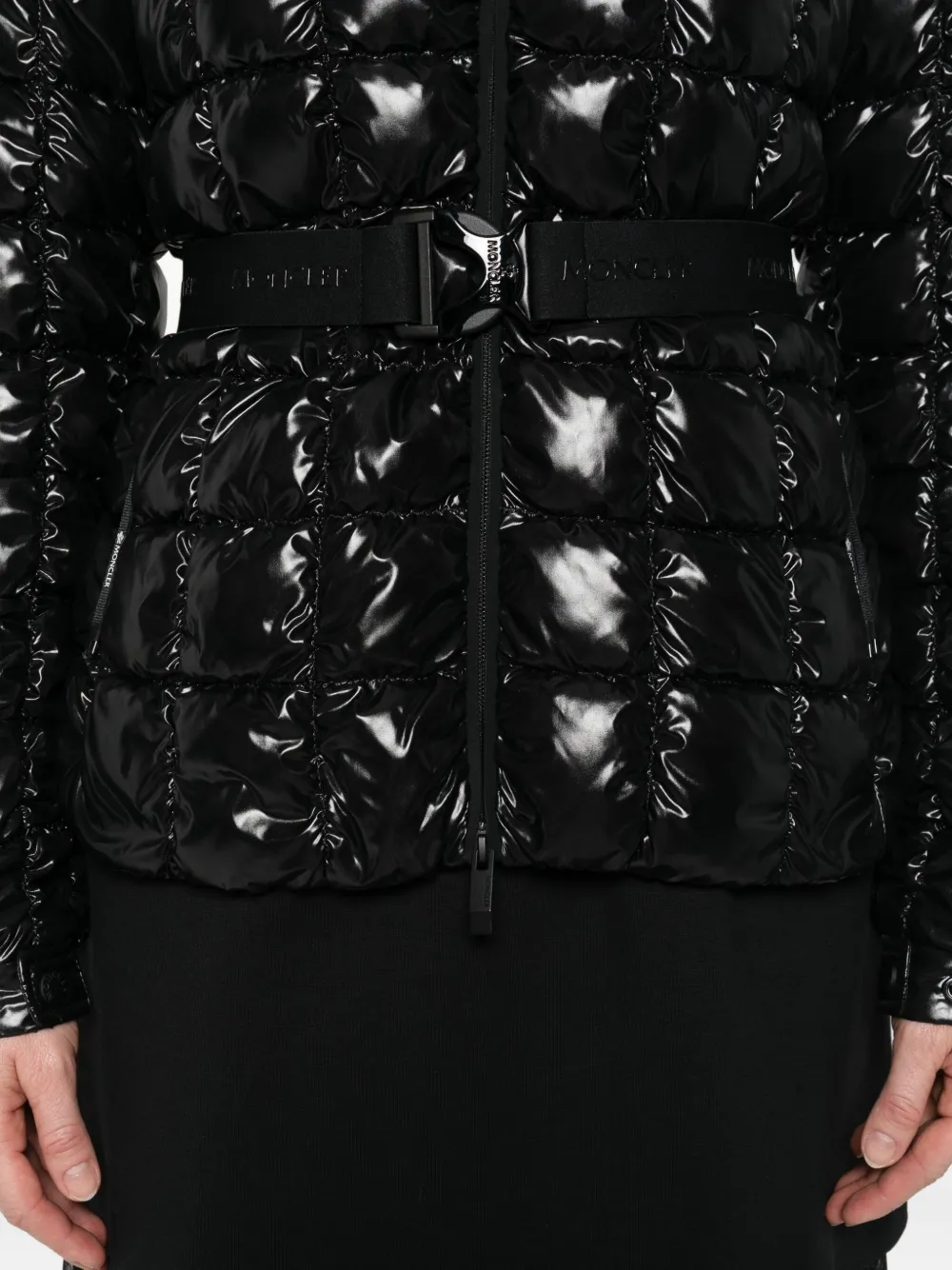 Moncler Eynard Hooded Square-quilted Short Down Jacket In Black