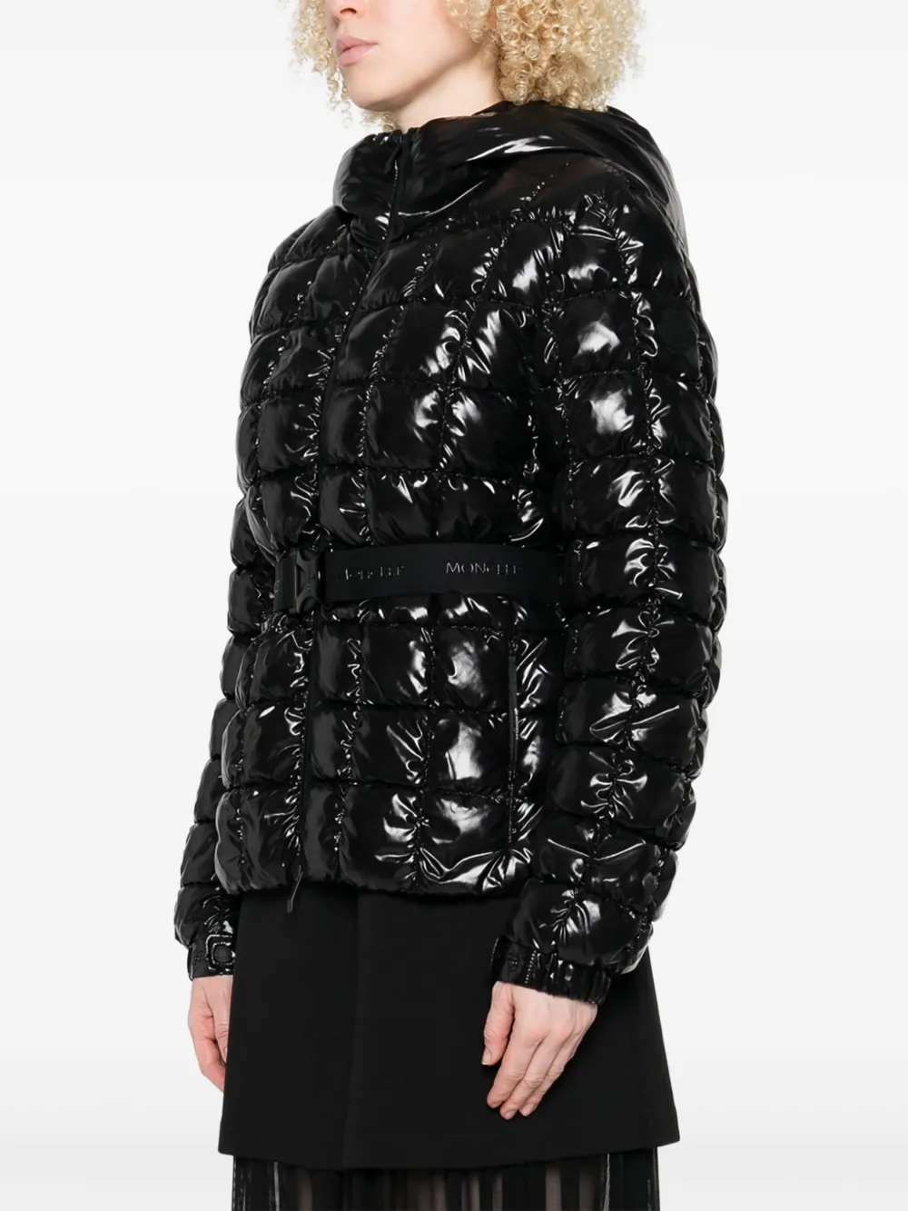Moncler Eynard Hooded Square-quilted Short Down Jacket In Black