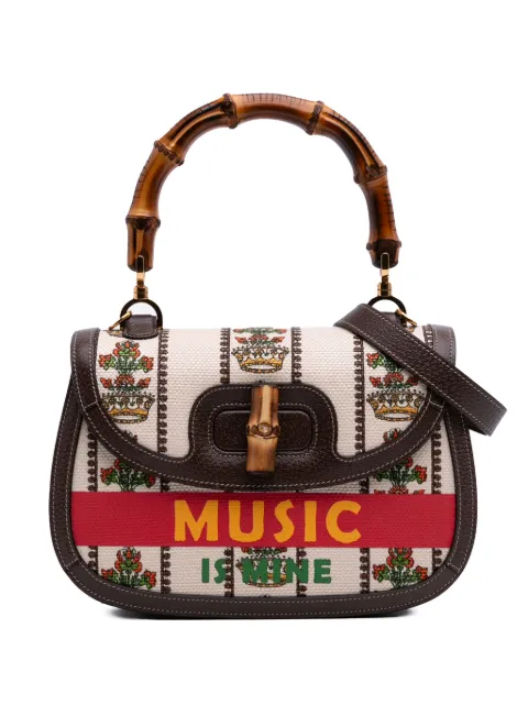 Gucci Pre-Owned 2016-2025 100th Anniversary Medium Canvas 1947 Bamboo Top Handle Bag satchel