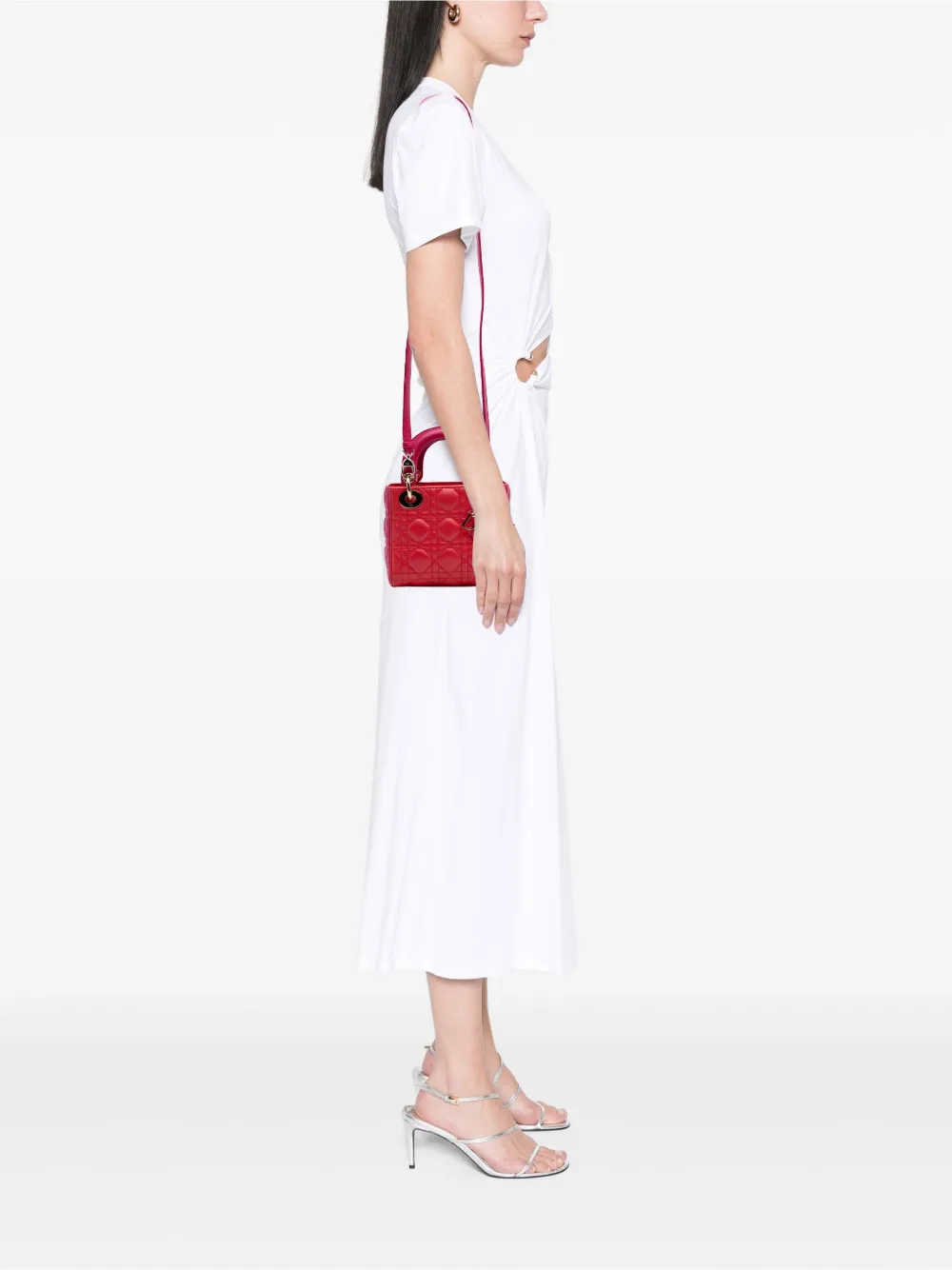 Christian Dior Pre-Owned 2014 Mini Bicolor Lambskin Cannage Lady Dior satchel | Pre-Owned | Image 2