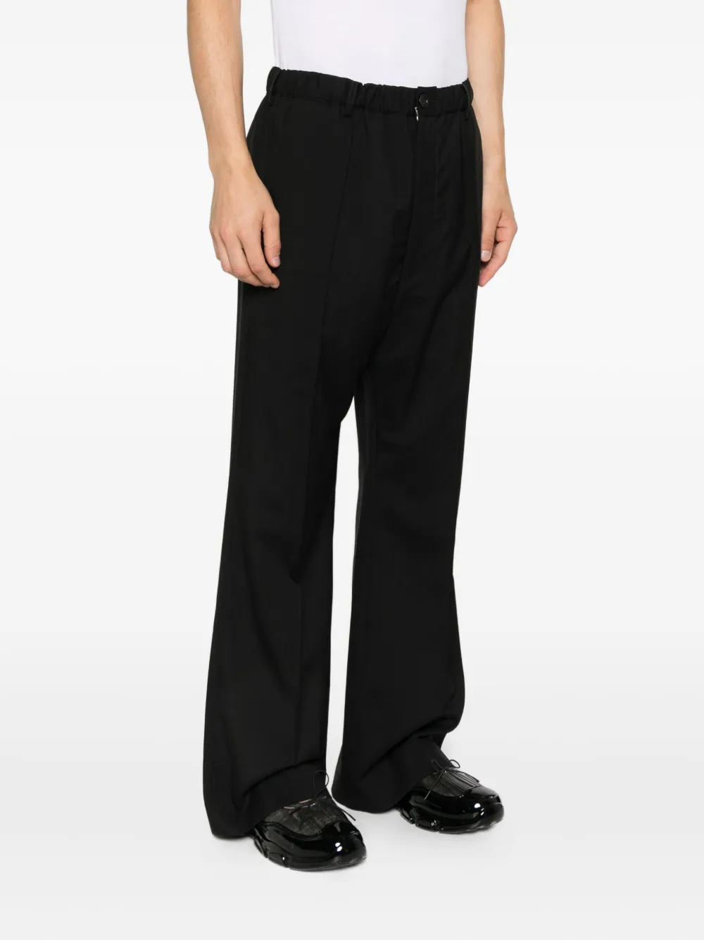 Marni Straight broek met geplooide voorkant Zwart