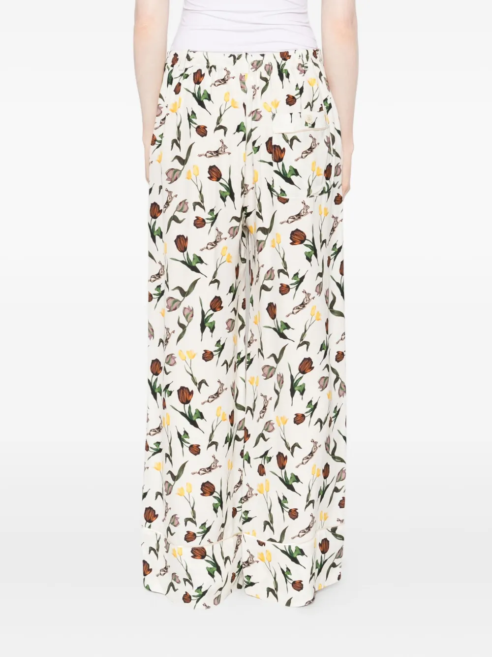 Marni Broek met tulpen- en hazenprint Wit