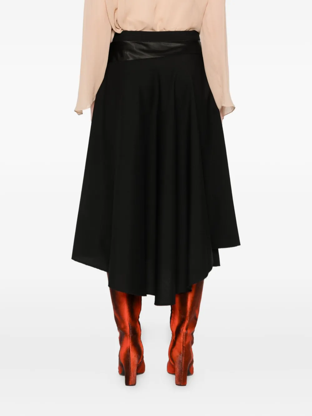 Marni satin-panel midi skirt Zwart