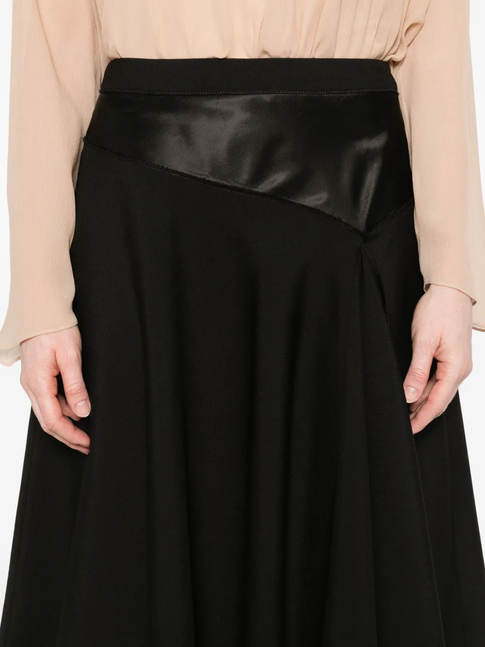Marni satin-panel midi skirt Zwart
