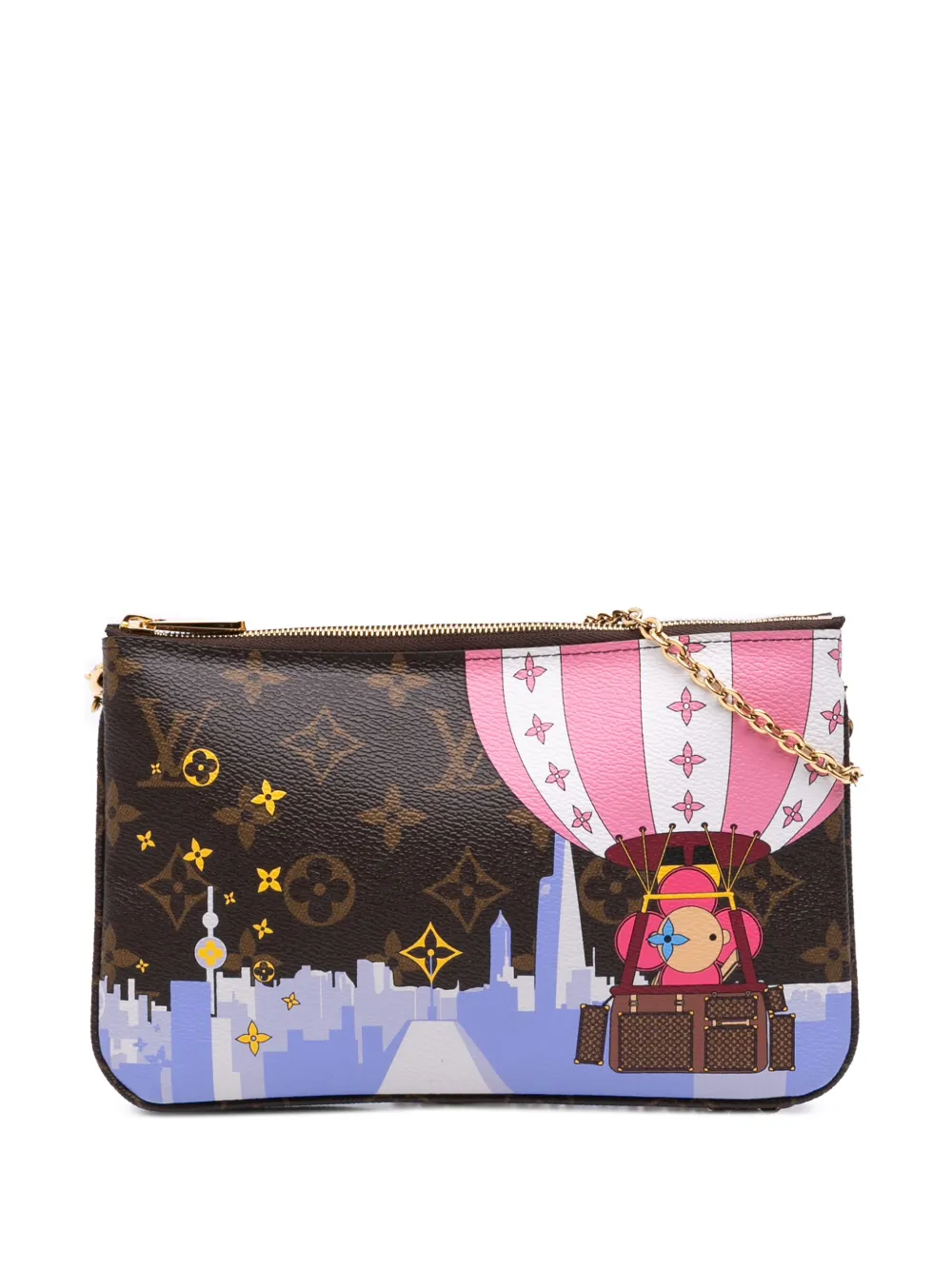 Louis Vuitton Pre-Owned 2019 Monogram Double Zip Pochette Illustre Louis Vuitton Pre-Owned 2019 Monogram Double Zip Pochette Illustre
