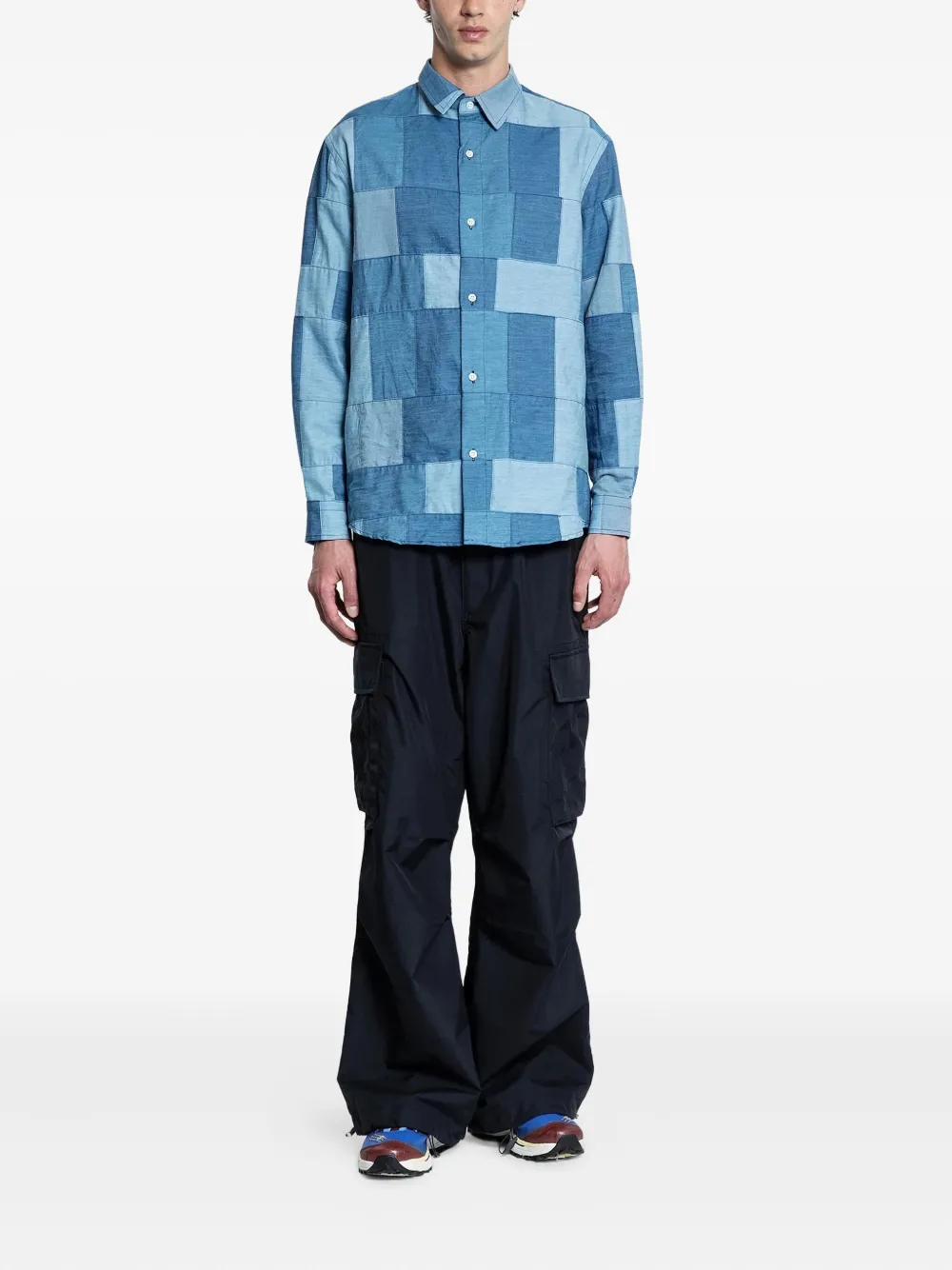 KUON patchwork denim shirt | Image 2