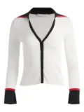 alice + olivia ribbed-knit collar cardigan - White