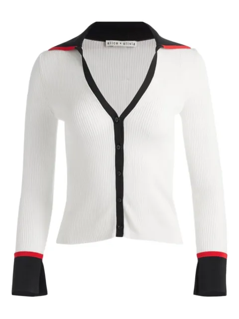 alice + olivia ribbed-knit collar cardigan