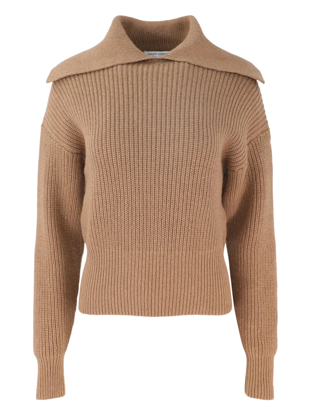 Autumn Cashmere folded-collar ribbed sweater - ブラウン Autumn Cashmere folded-collar ribbed sweater - ブラウン