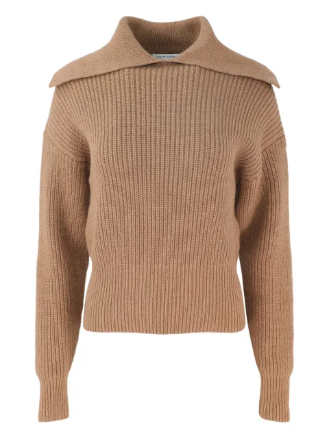 Autumn Cashmere folded-collar ribbed sweater
