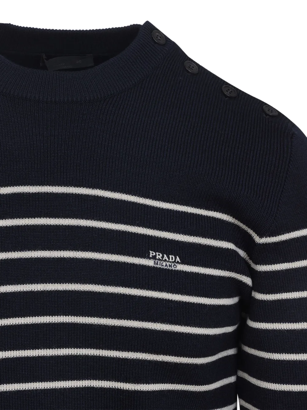 Prada Gestreepte trui met geborduurd logo Zwart