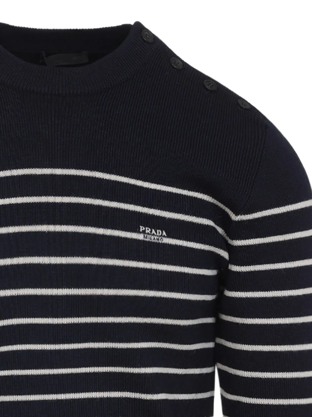 Prada Gestreepte trui met geborduurd logo Zwart