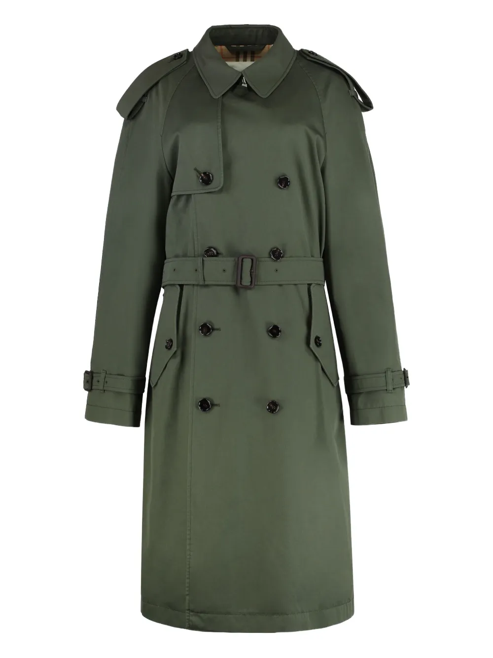 Burberry double-breasted belted trench coat Groen