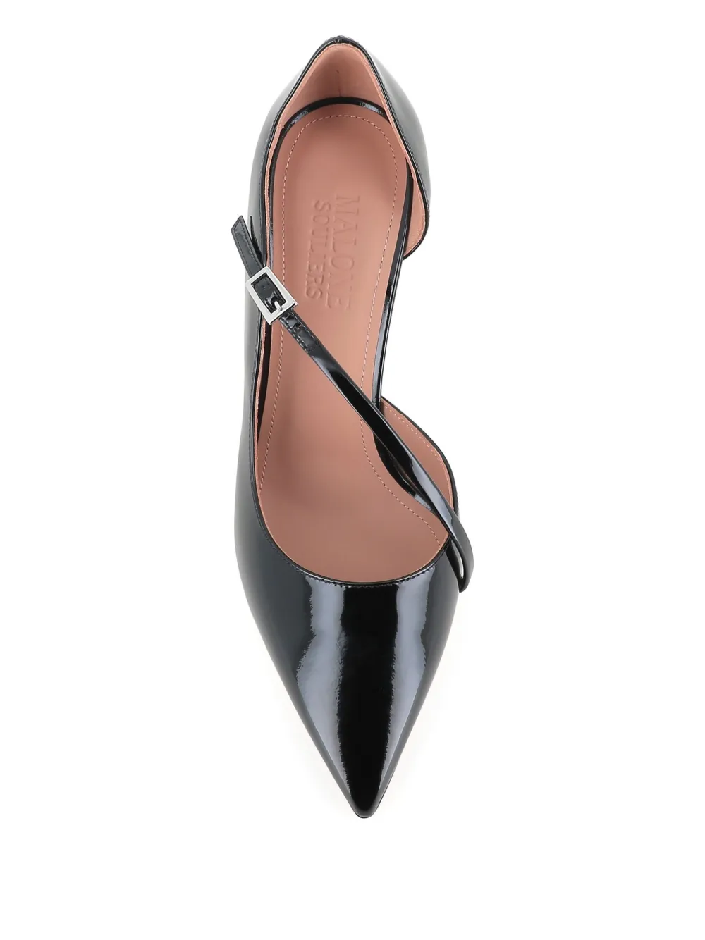 Malone Souliers 90mm patent leather cross-strap pumps Black