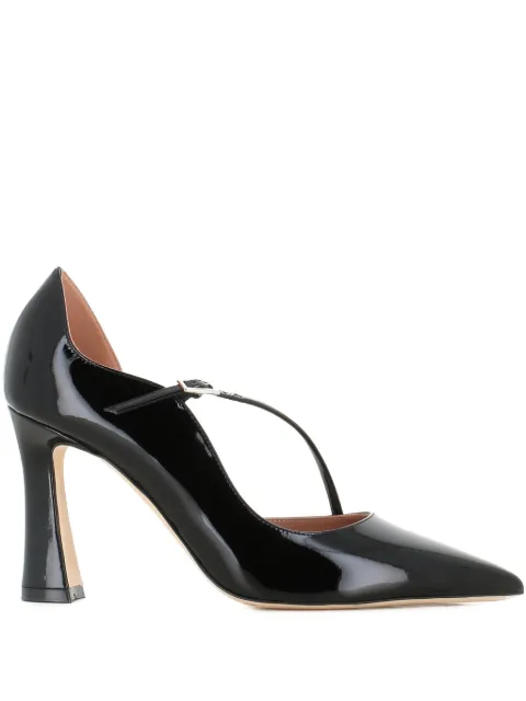 Malone Souliers 90mm patent leather cross-strap pumps