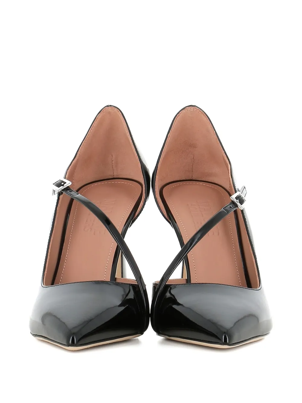 Malone Souliers 90mm patent leather cross-strap pumps Black
