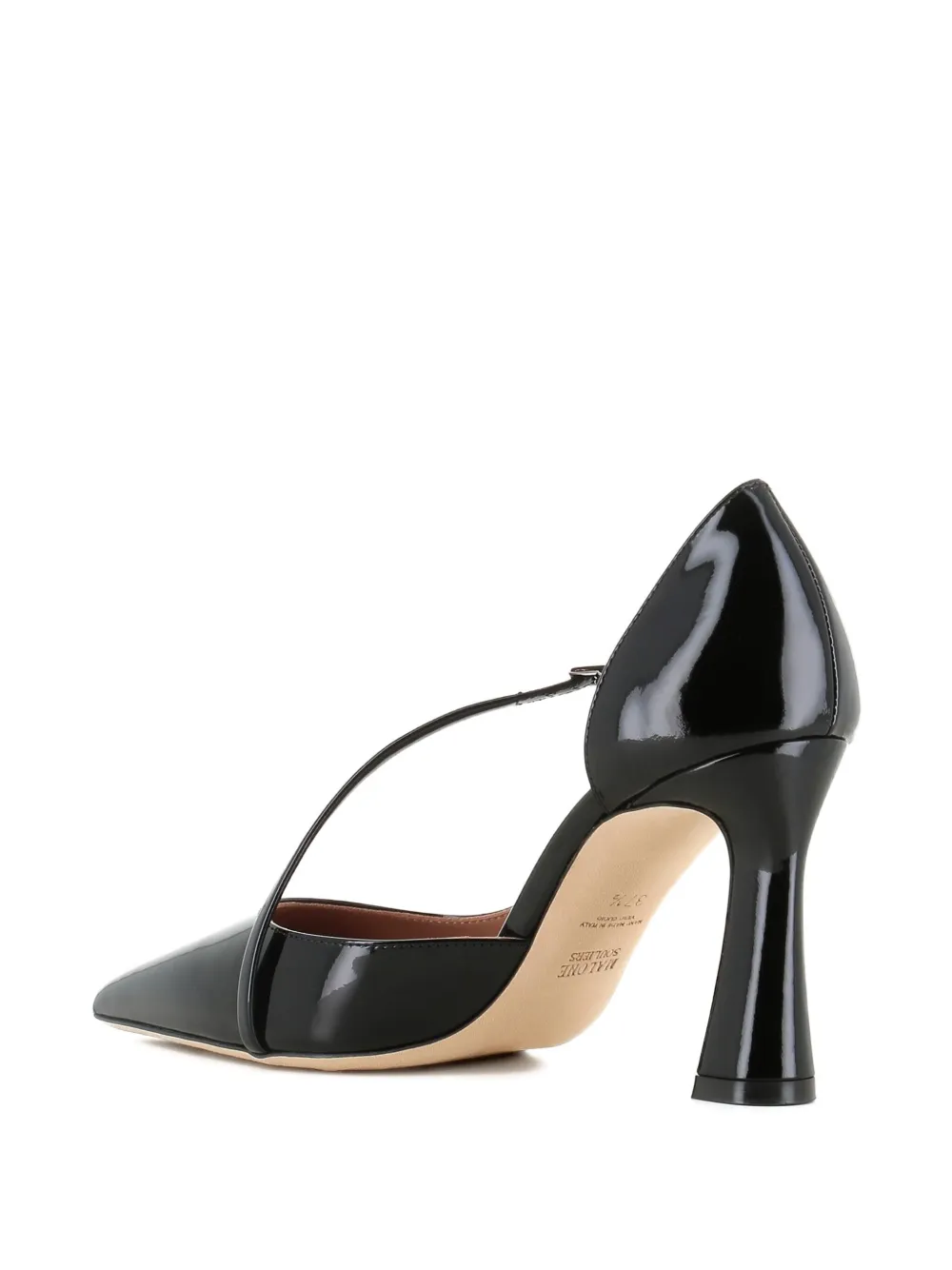 Malone Souliers 90mm patent leather cross-strap pumps Black