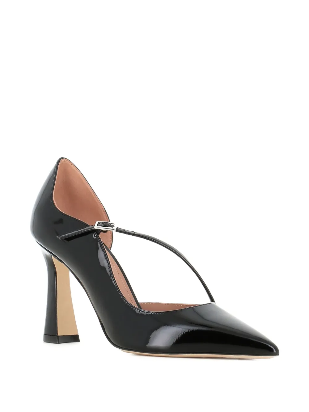 Malone Souliers 90mm patent leather cross-strap pumps Black