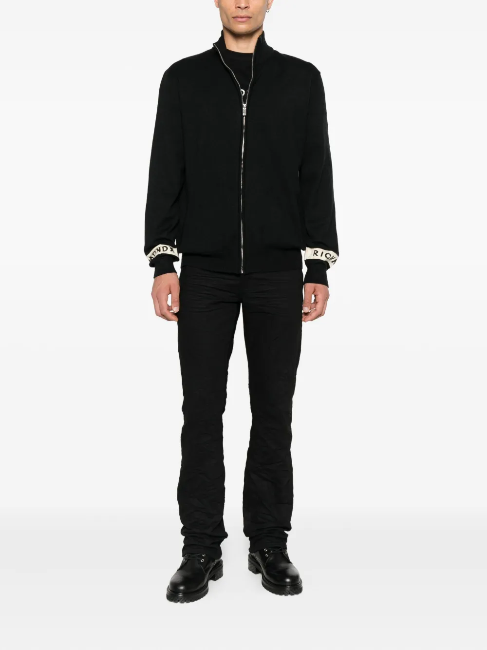 John Richmond Trui met logodetail en rits Zwart