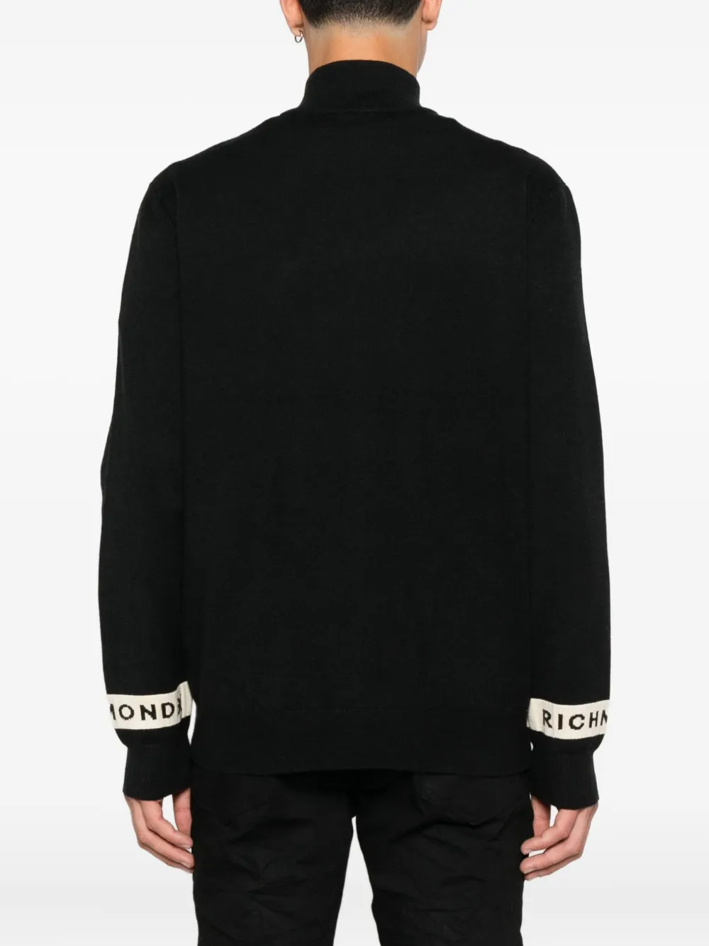 John Richmond Trui met logodetail en rits Zwart
