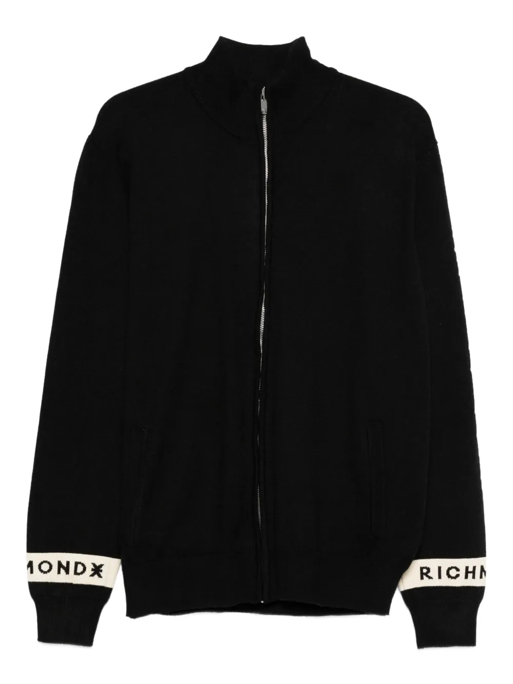 John Richmond Trui met logodetail en rits Zwart