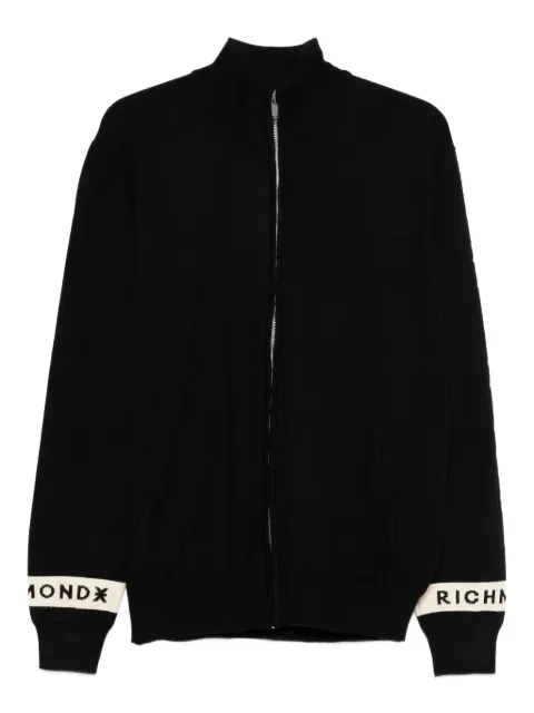 John Richmond zip-front logo-detail sweater