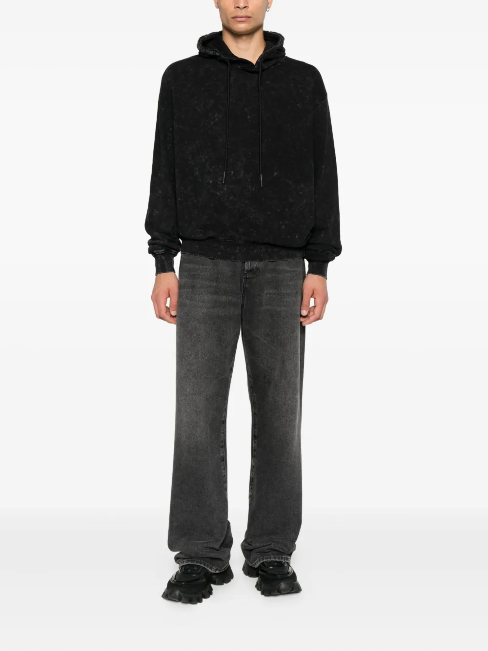 John Richmond Hoodie met acid wassing Zwart