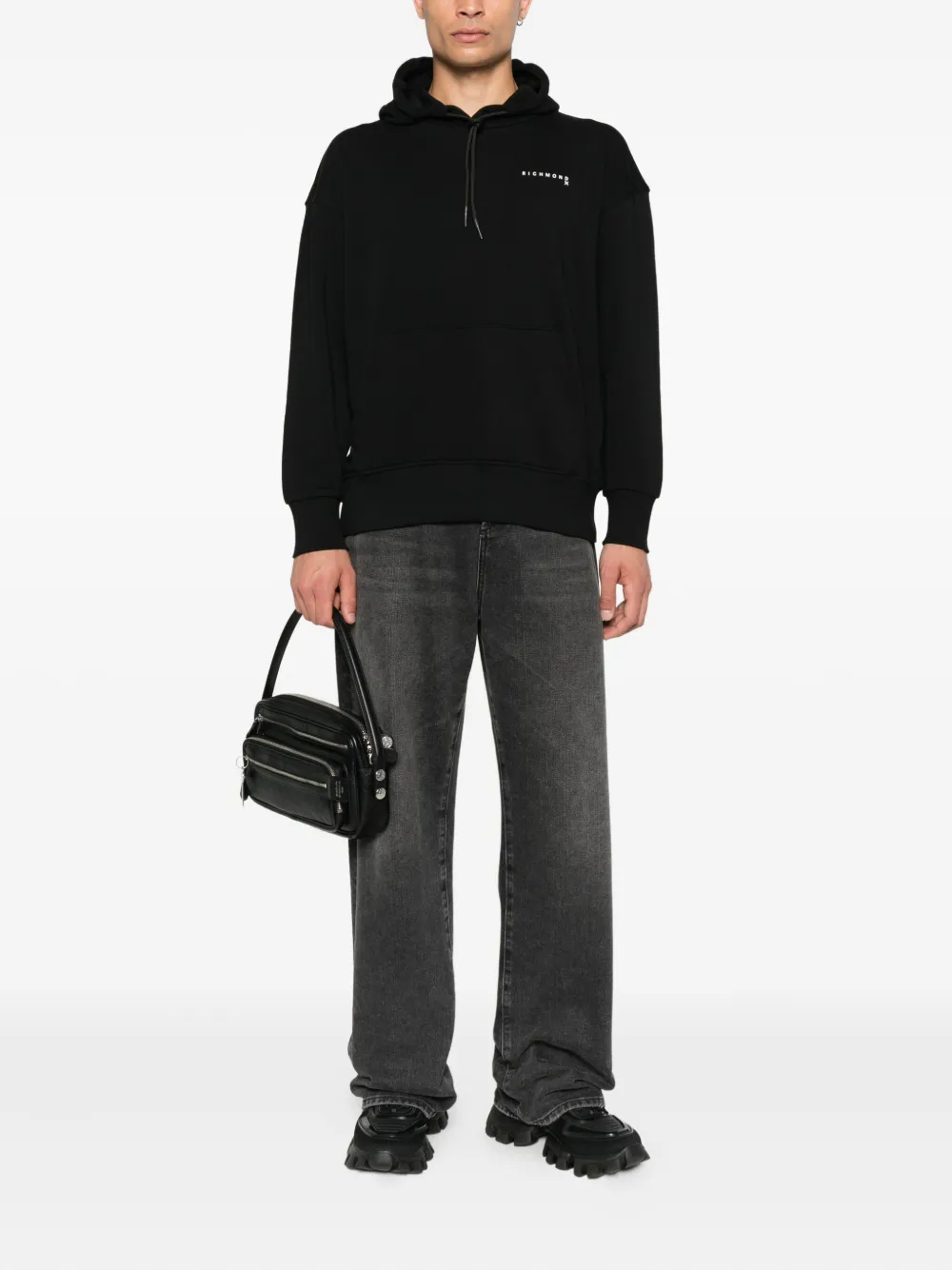 John Richmond Hoodie met logoprint Zwart