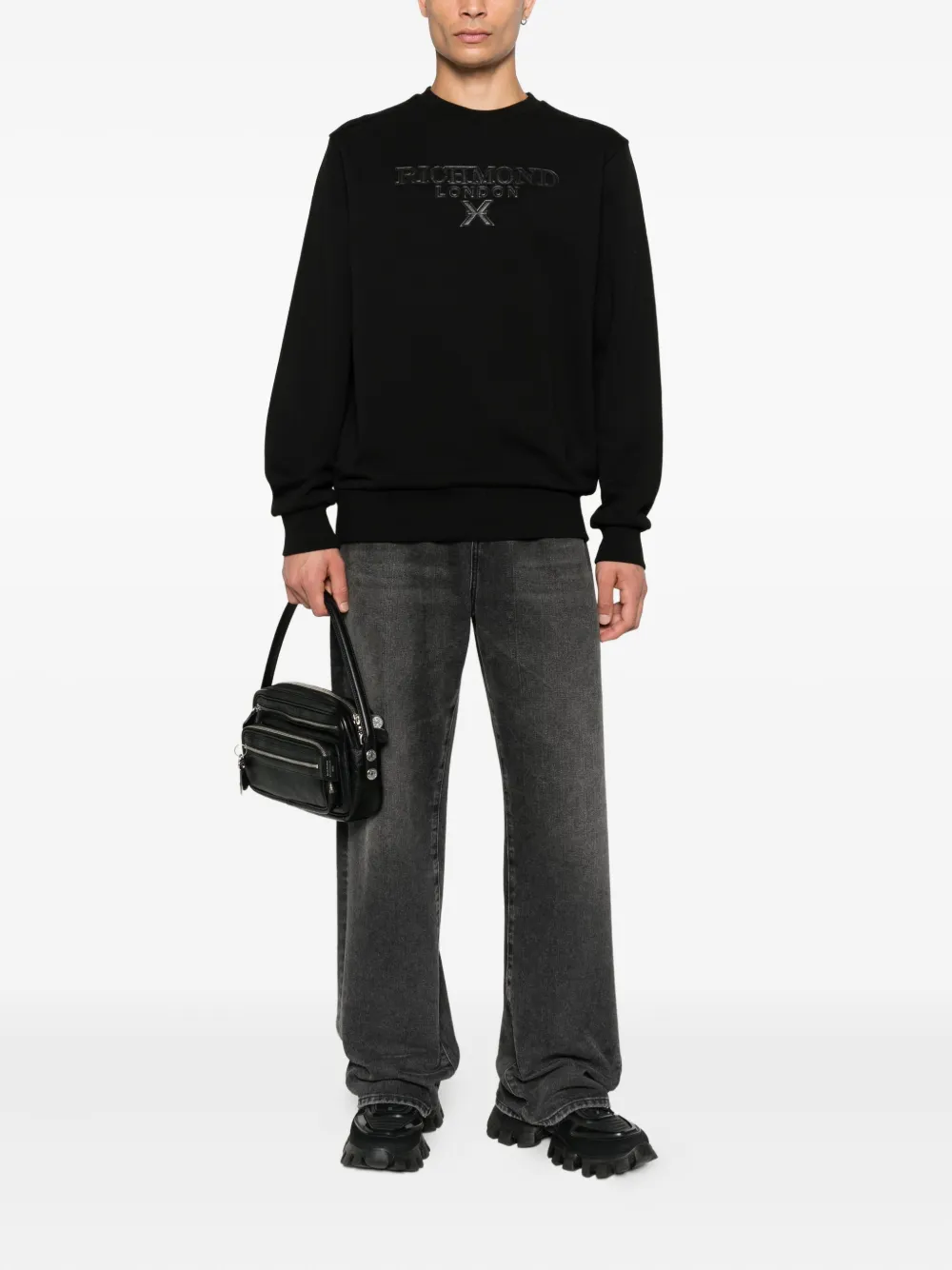 John Richmond Sweater met geborduurd logo Zwart