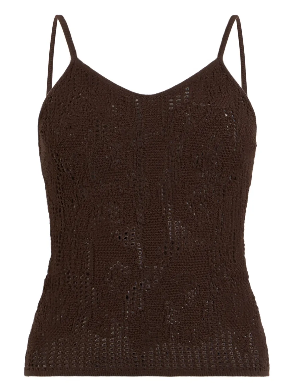 Roberto Cavalli crochet-effect sleeveless spaghetti-strap top - Marrone