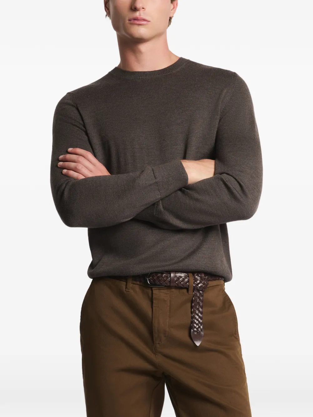  Fay Crew-neck Wool Sweater - Brown 