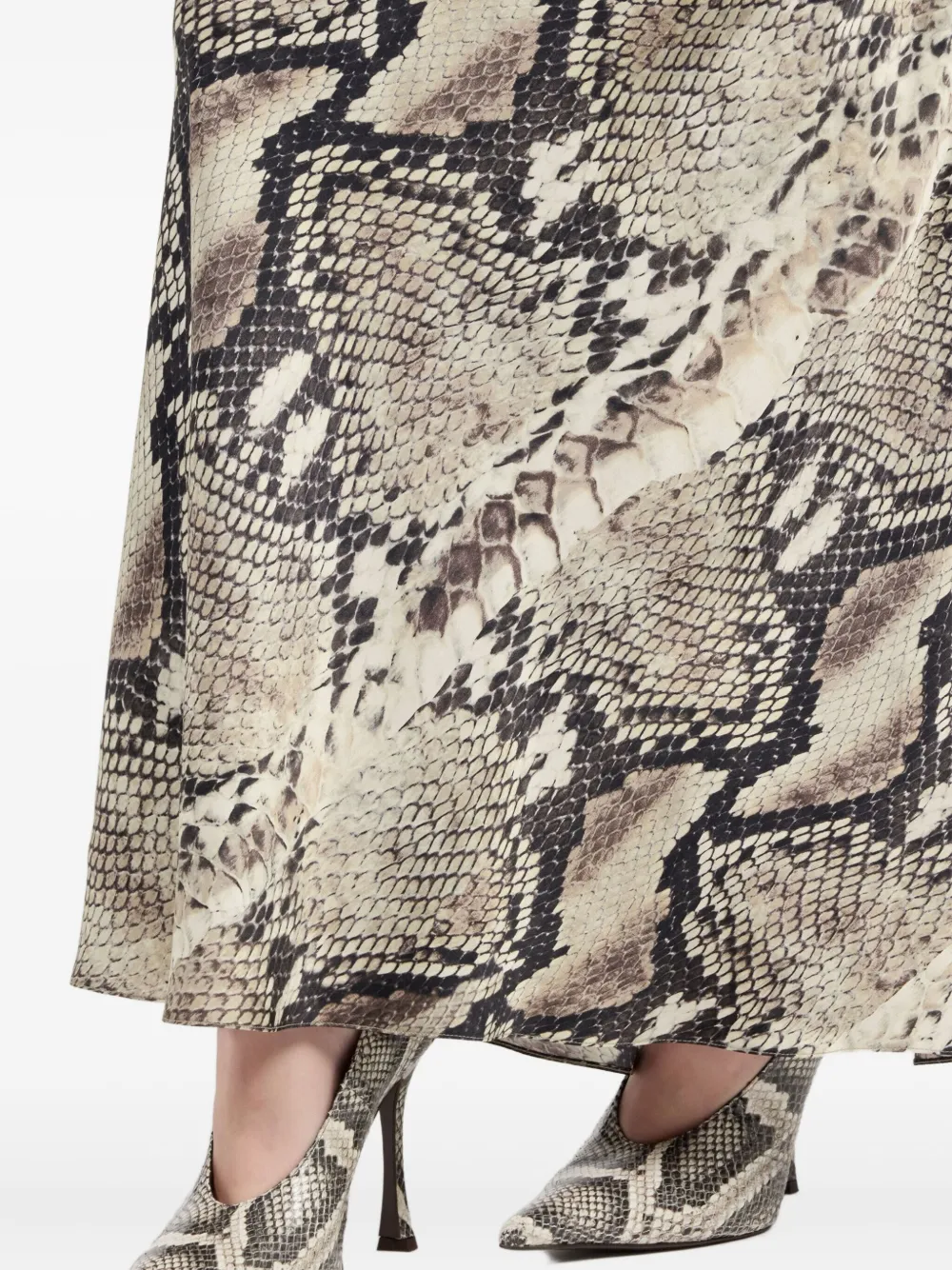 Roberto Cavalli snakeskin-print silk skirt Beige