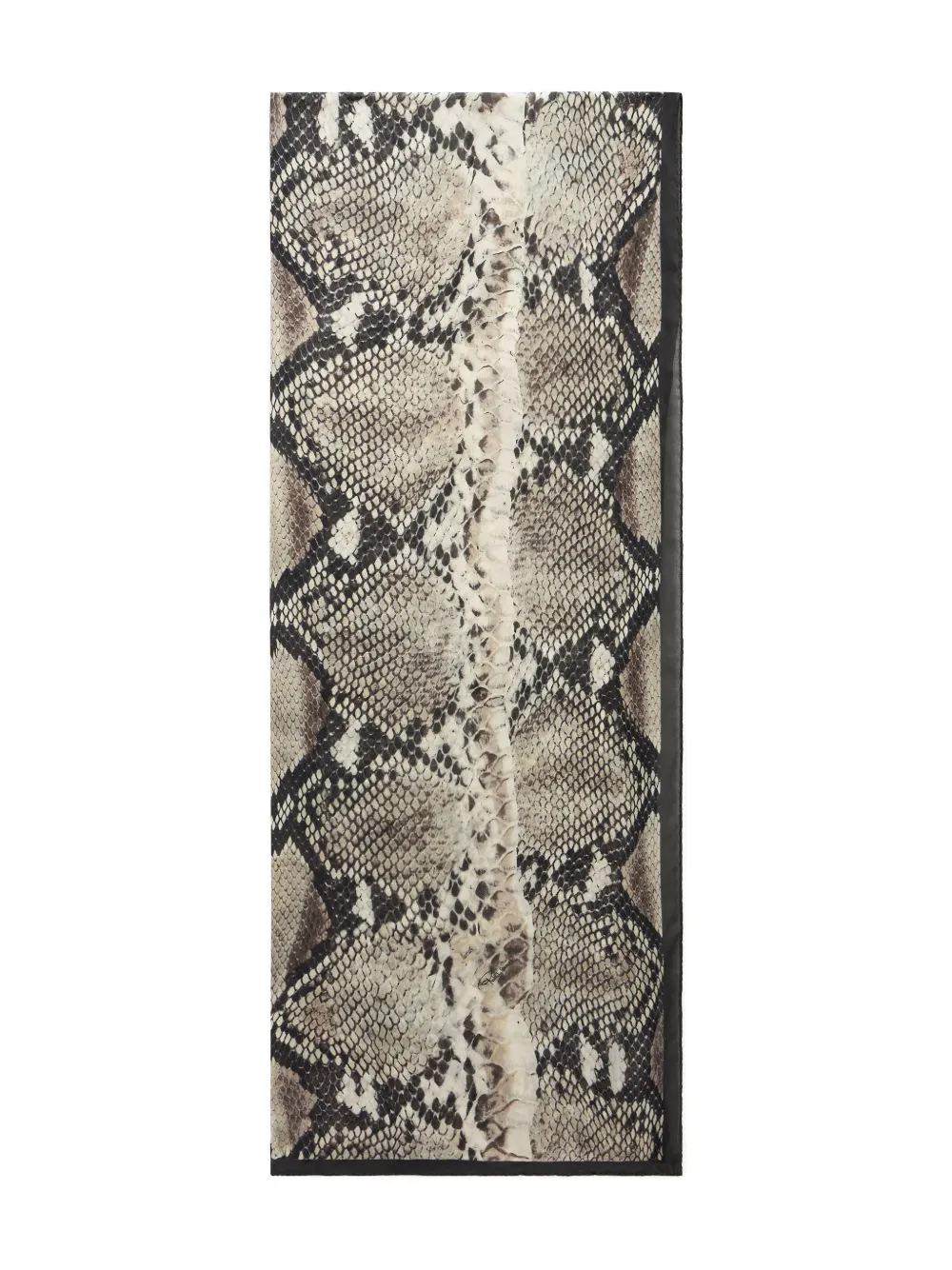 Roberto Cavalli Python-print Silk Scarf In Neutral