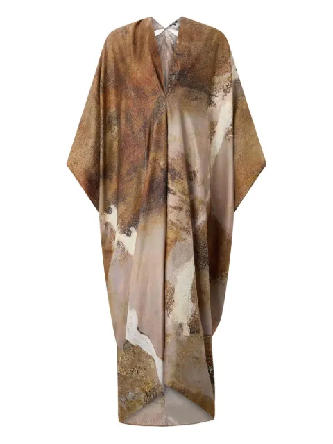 Roberto Cavalli marble-print silk kaftan
