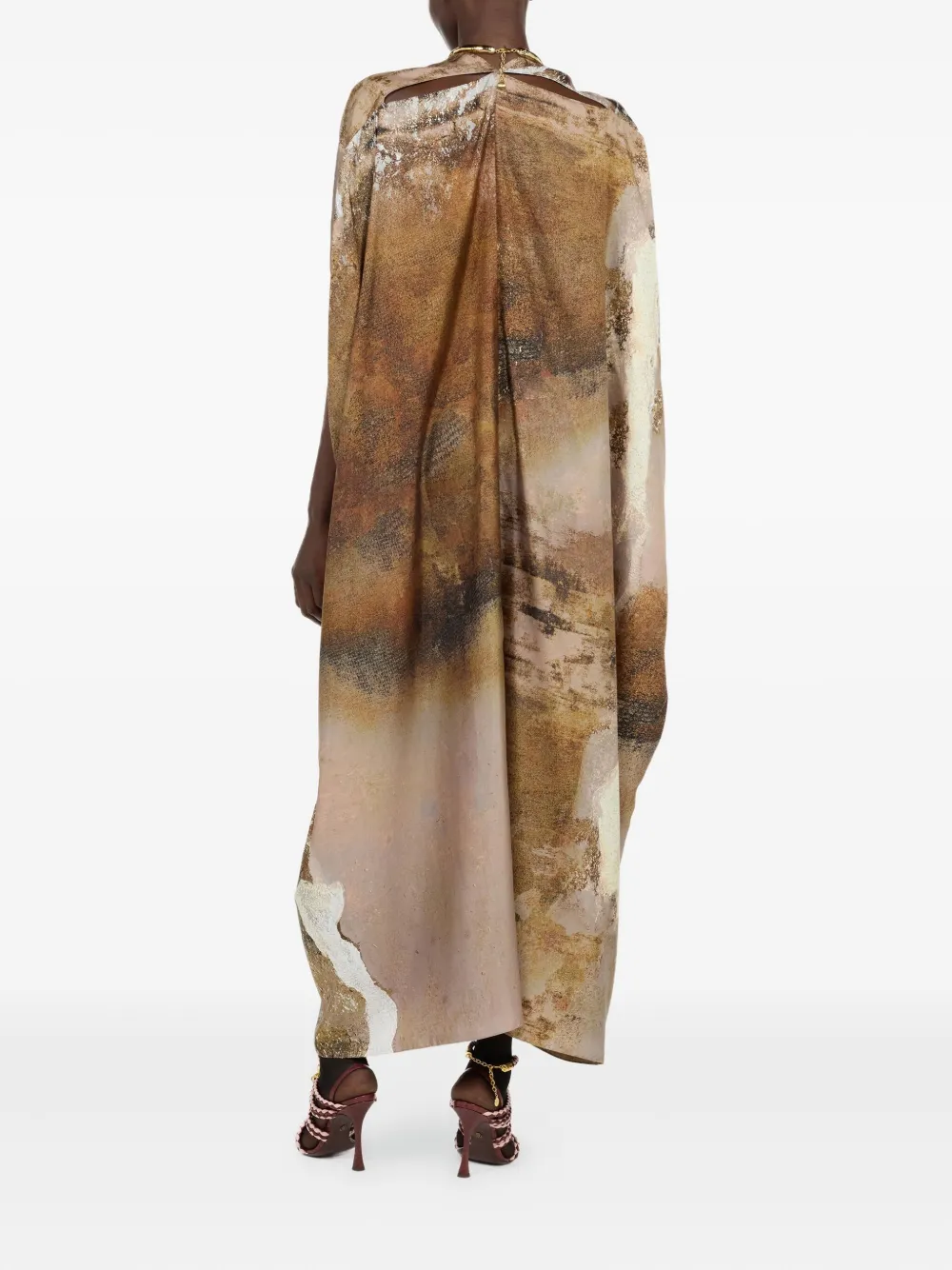 Roberto Cavalli Zijden tuniek met marmerprint Beige